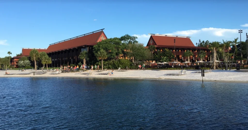 Disney's Polynesian Villas and Bungalows seen from Seven Seas Lagoon